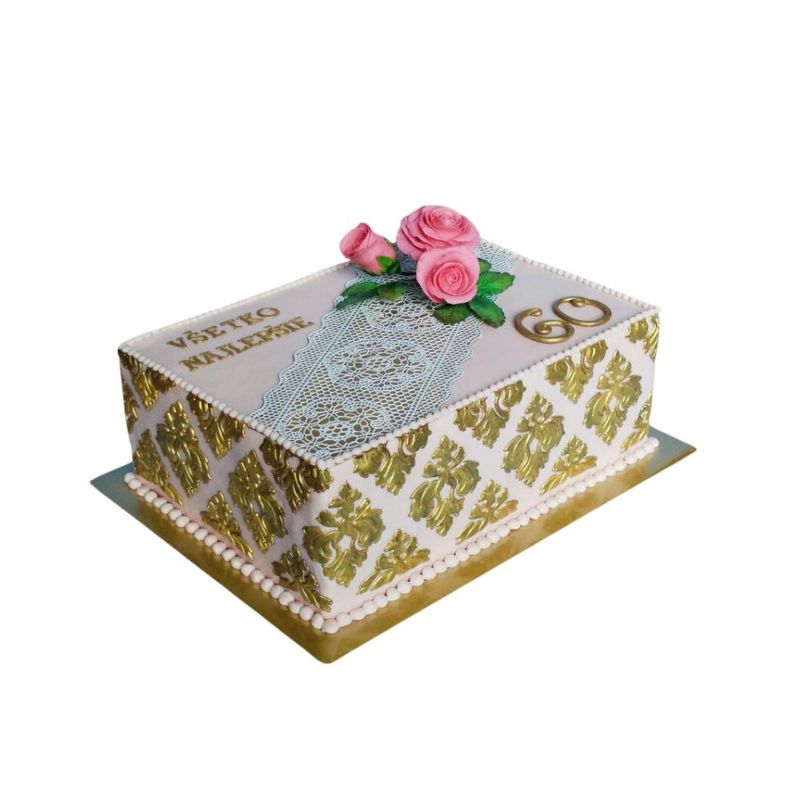 Cakeboard de MDF Retangular C/ Glitter Ouro 23x30cm Ref.: 3801025 Royal Brazil (01 Unidade)