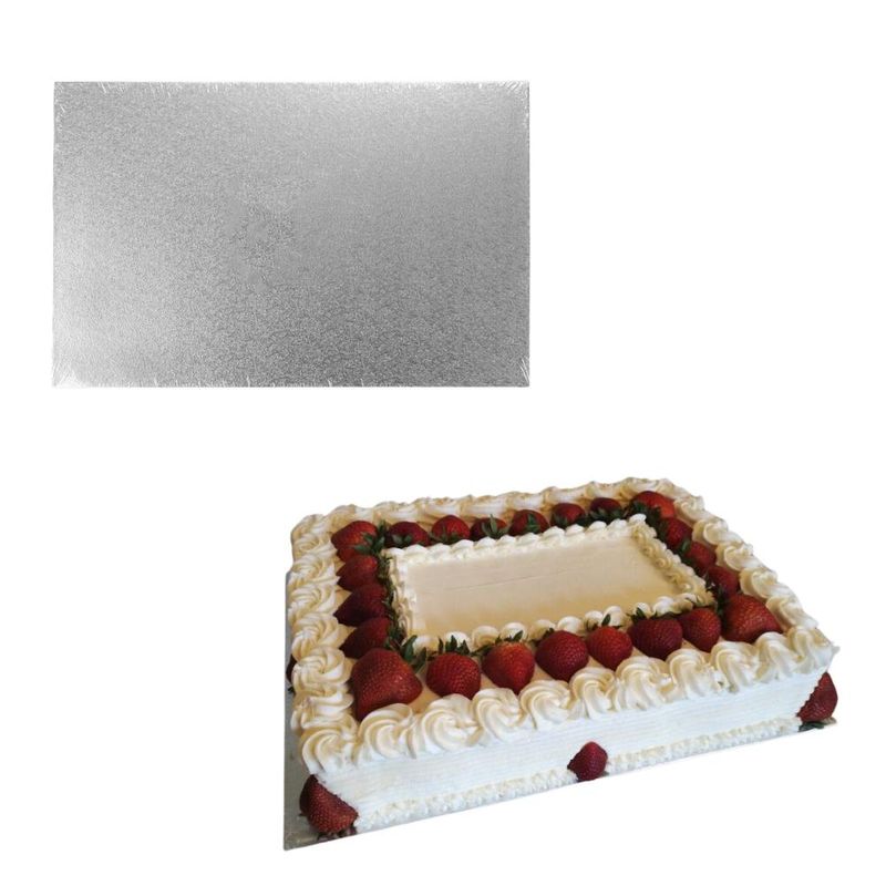 Cakeboard de MDF Retangular C/ Glitter Prata 20x35cm Ref.: 3802024 Royal Brazil (01 Unidade)