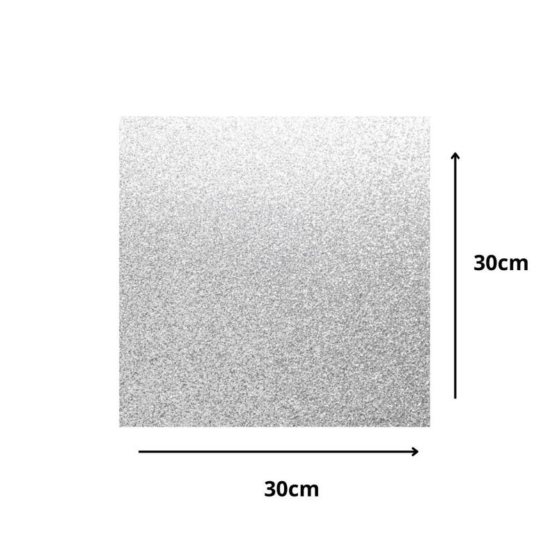 Cakeboard de MDF Quadrado C/ Glitter Prata 30x30cm Ref.: 3802022 Royal Brazil (01 Unidade)