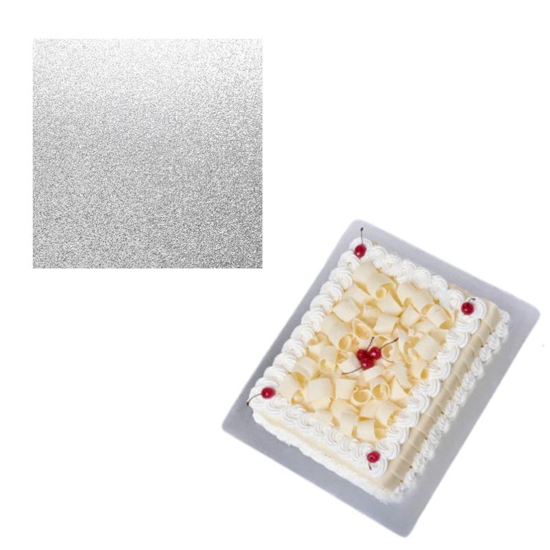 Cakeboard de MDF Quadrado C/ Glitter Prata 30x30cm Ref.: 3802022 Royal Brazil (01 Unidade)