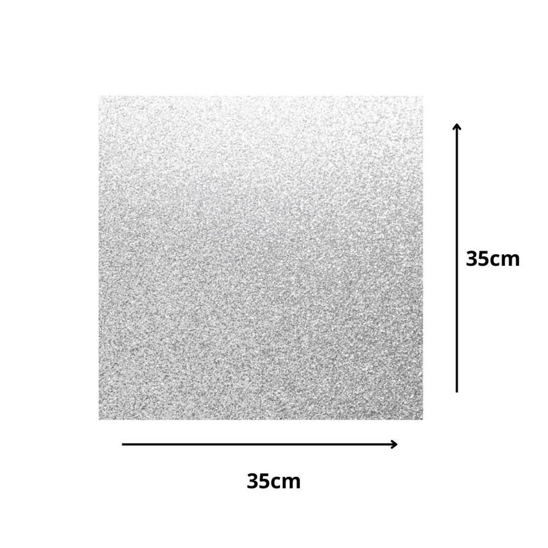 Cakeboard de MDF Quadrado C/ Glitter Prata 35x35cm Ref.: 3802023 Royal Brazil (01 Unidade)