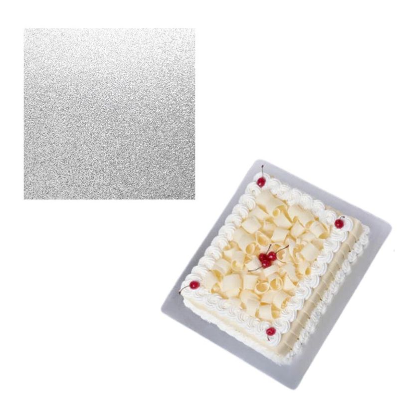Cakeboard de MDF Quadrado C/ Glitter Prata 35x35cm Ref.: 3802023 Royal Brazil (01 Unidade)