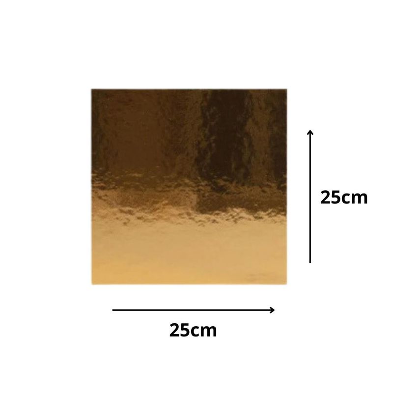 Cakeboard de MDF Quadrado Metal Ouro 25x25cm Ref.: 3701021 Royal Brazil (01 Unidade)