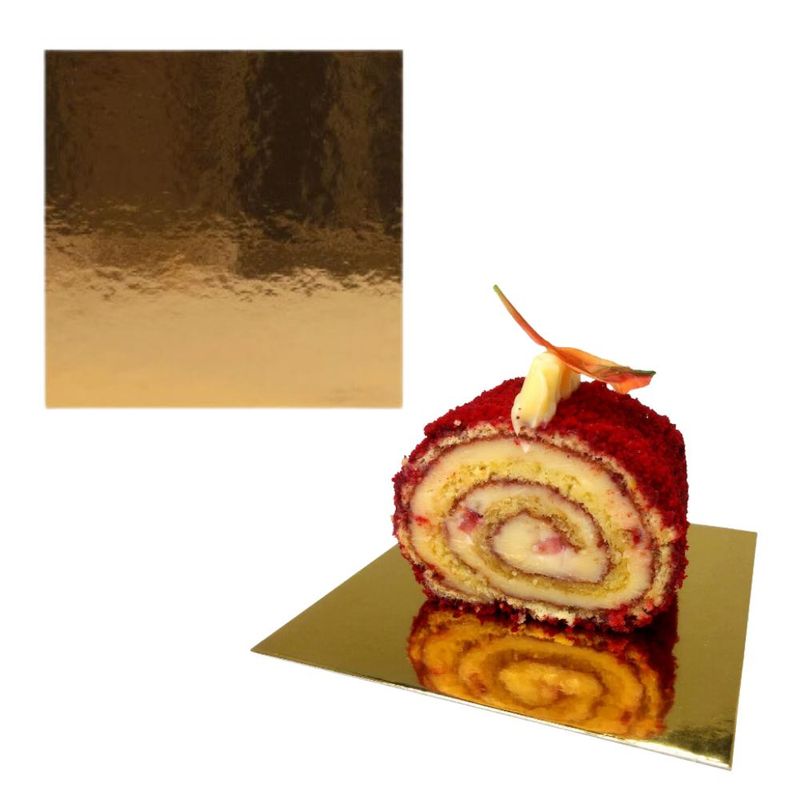 Cakeboard de MDF Quadrado Metal Ouro 25x25cm Ref.: 3701021 Royal Brazil (01 Unidade)