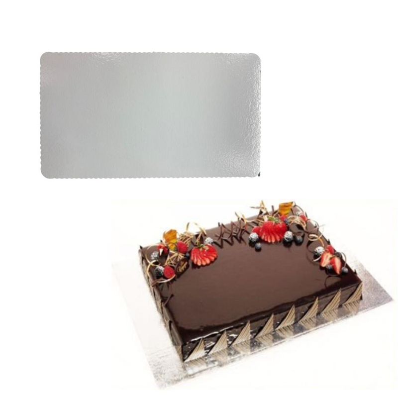 Cakeboard de MDF Retangular Metal Prata 23x30cm Ref.: 3702025 Royal Brazil (01 Unidade)