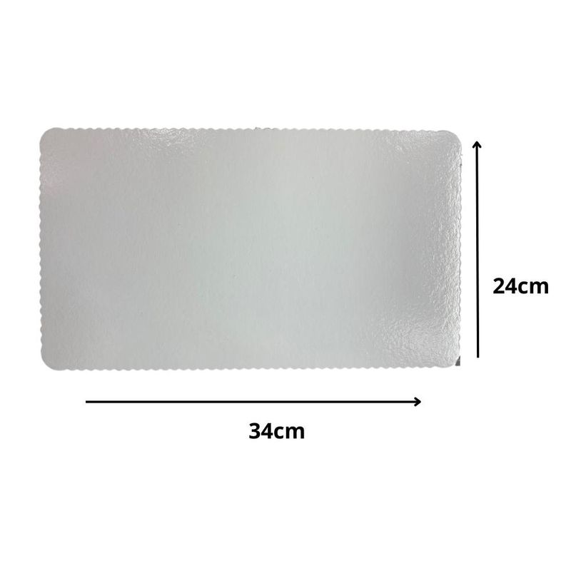 Cakeboard de MDF Retangular Metal Prata 24x34cm Ref.: 3702026 Royal Brazil (01 Unidade)