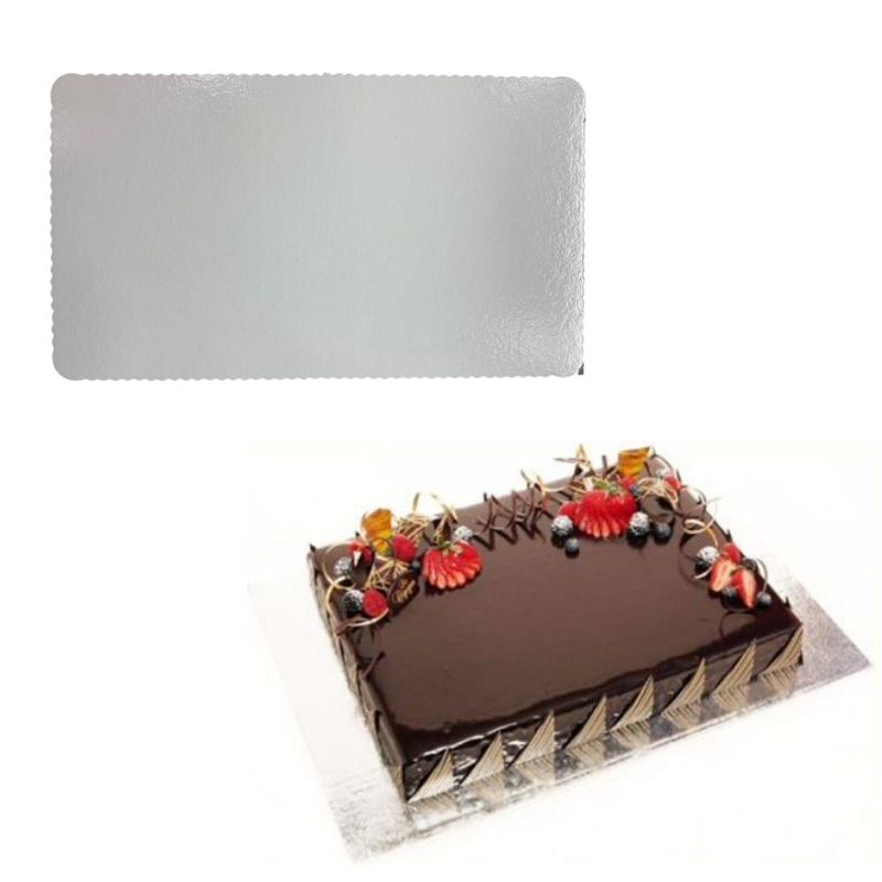 Cakeboard de MDF Retangular Metal Prata 24x34cm Ref.: 3702026 Royal Brazil (01 Unidade)