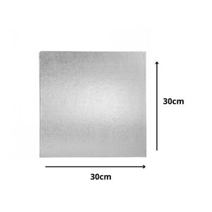 Cakeboard de MDF Quadrado Metal Prata 30x30cm Ref.: 3702022 Royal Brazil (01 Unidade)