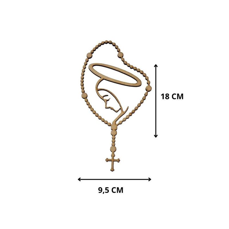 Aplique de MDF Terço com Rosto 18x9,5cm LJ Artesanatos (01 Unidade)