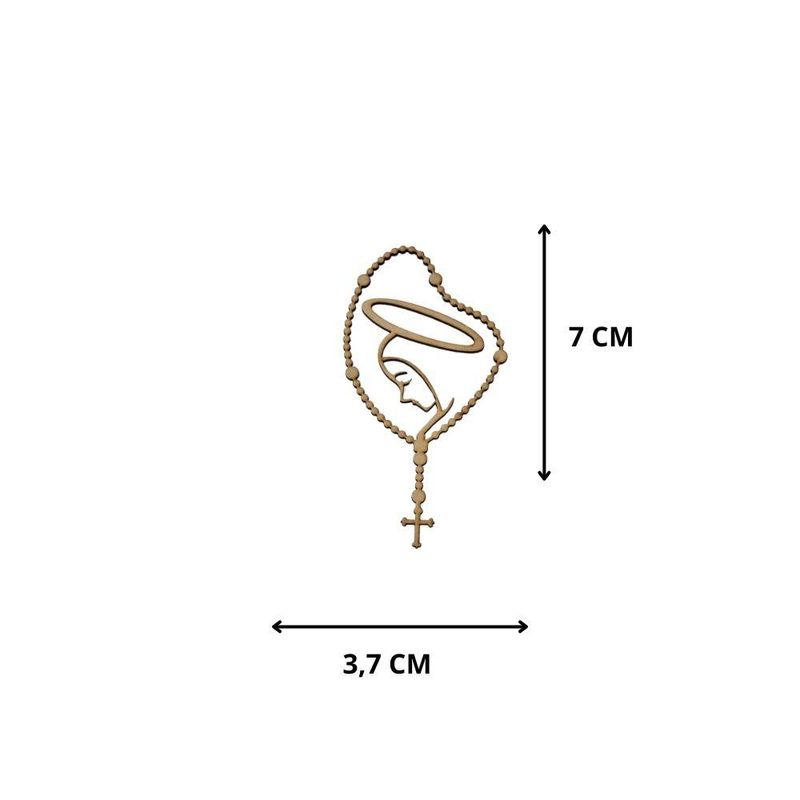 Aplique de MDF Terço com Rosto 7x3,7cm LJ Artesanatos (01 Unidade)