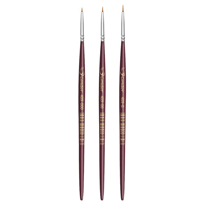 Pincel Artístico Redondo Filete Ponta Filamento Sintético Toray Dourado Ref. 409 Condor (01 unidade)-Nº-00