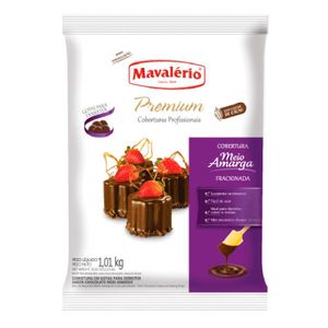 Cobertura Fracionada em Gotas Premium Meio Amarga Mavalério (1,01 kg)