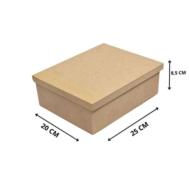 Caixa de MDF Quadrada com Tampa Solta 25x20x8,5cm Ref.: LJ175 LJ Artesanatos (01 Unidade)