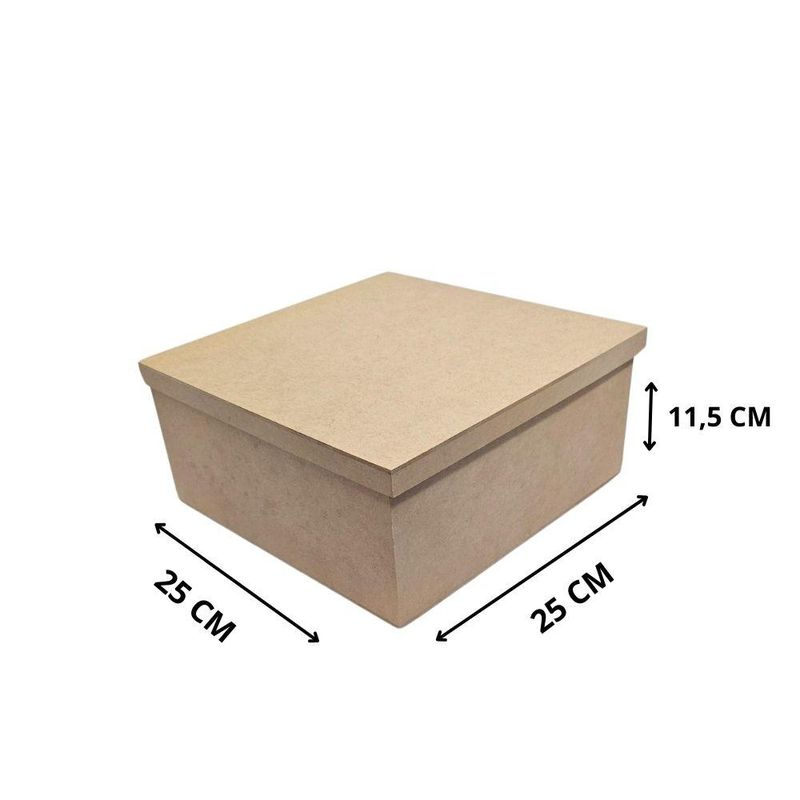 Caixa de MDF Tampa Solta Quadrada 25x25x11,5cm Ref.: LJ176 LJ Artesanatos (01 Unidade)