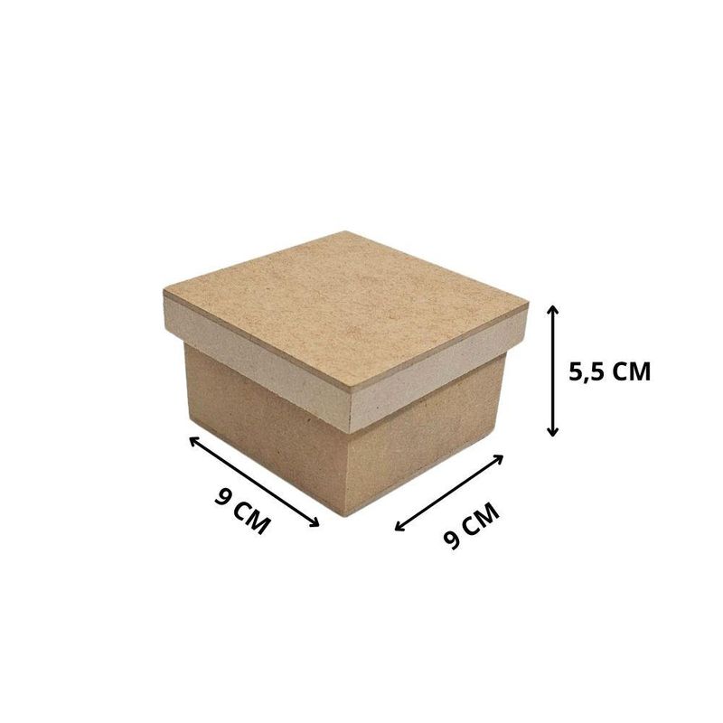Caixa de MDF Quadrada com Tampa Solta 9x9x5,5cm Ref.: LJ218 LJ Artesanatos (01 Unidade)