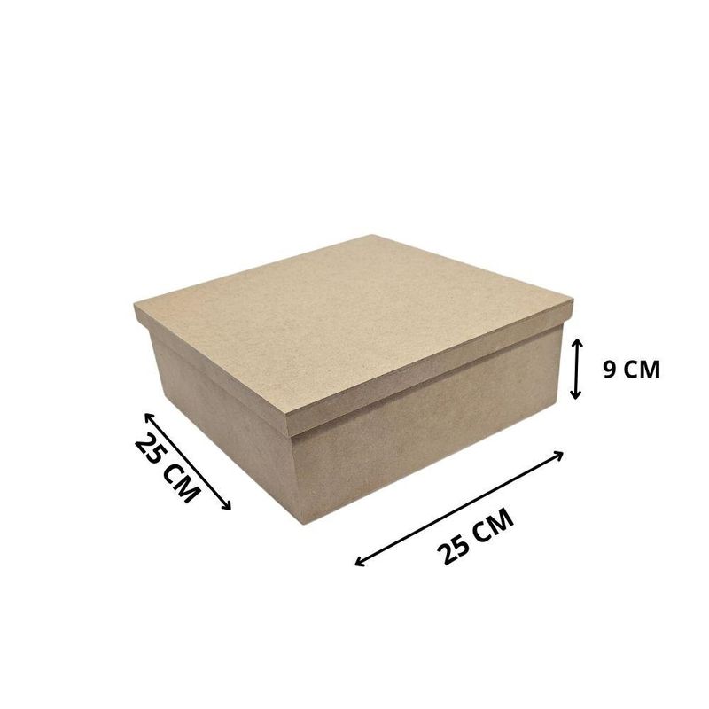 Caixa de MDF Tampa Solta Quadrada 25x25x9cm Ref.: LJ239 LJ Artesanatos (01 Unidade)