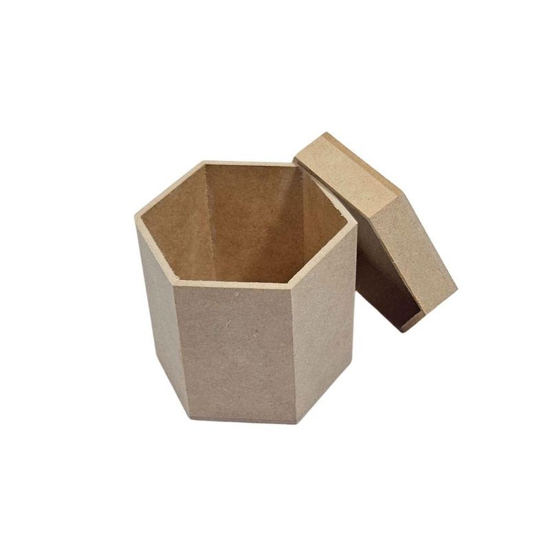 Caixa de MDF Sextavada com Tampa Solta 10x8,5x8cm Ref.: LJ298 LJ Artesanatos (01 Unidade)