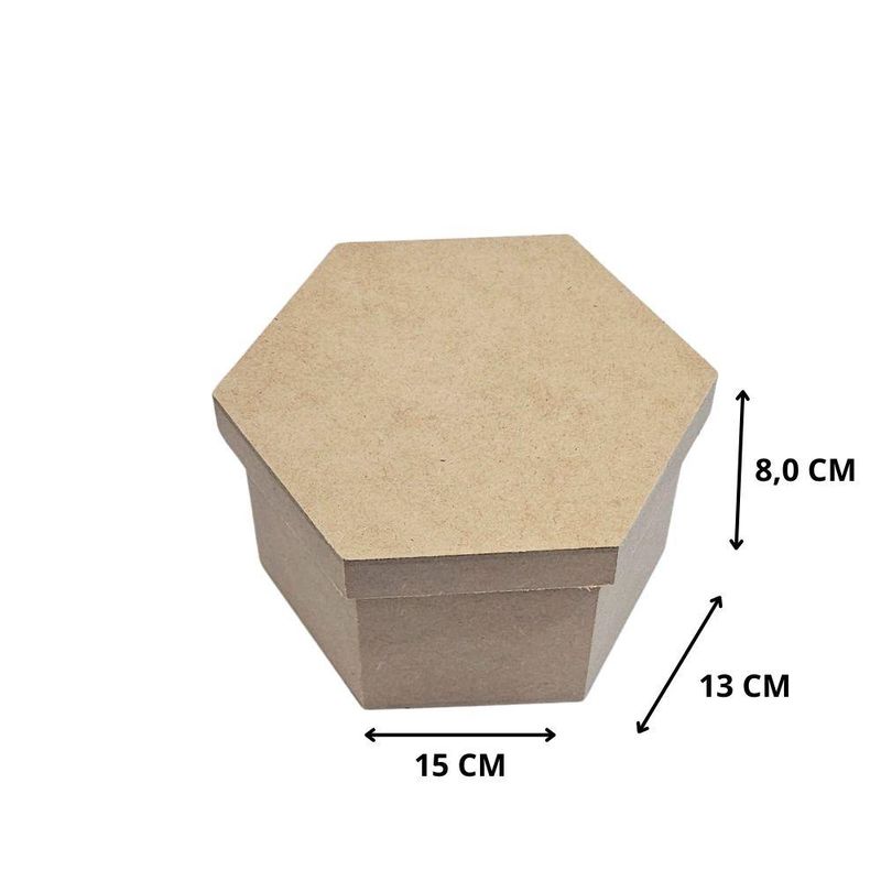 Caixa de MDF Sextavada com Tampa Solta 15x13x8cm Ref.: LJ302 LJ Artesanatos (01 Unidade)
