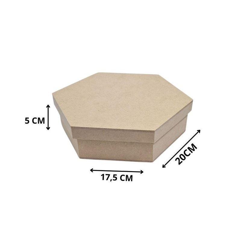 Caixa de MDF Sextavada com Tampa Solta 20x17,5x5cm Ref.: LJ303 LJ Artesanatos (01 Unidade)