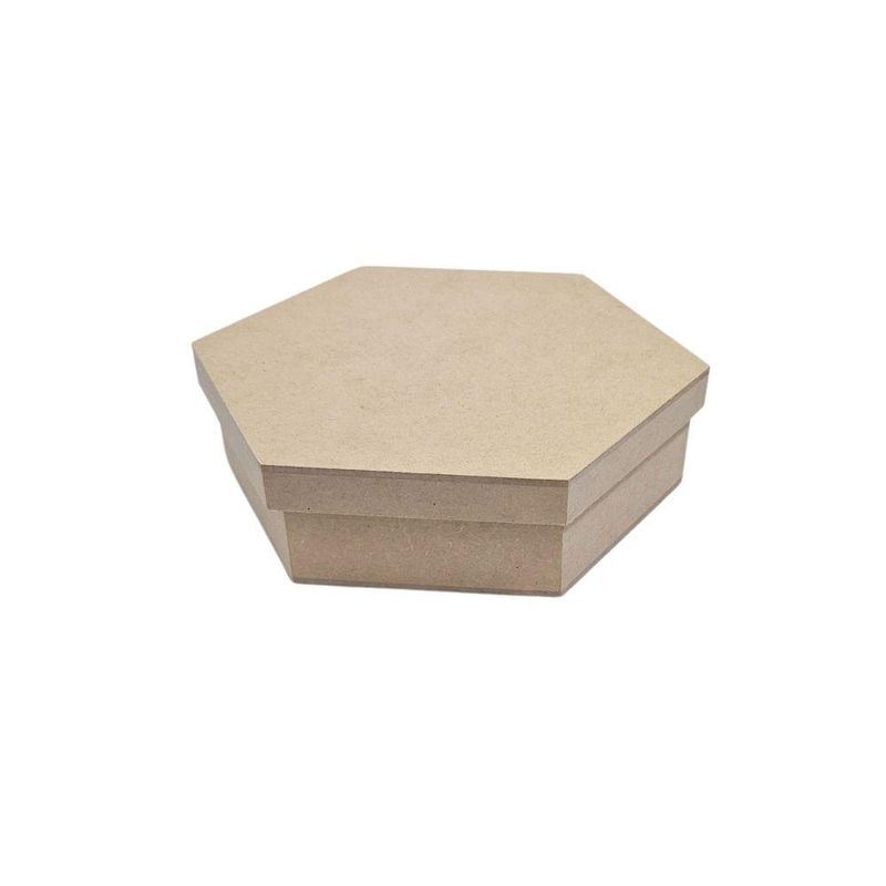 Caixa de MDF Sextavada com Tampa Solta 20x17,5x5cm Ref.: LJ303 LJ Artesanatos (01 Unidade)