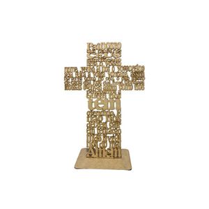 Pai Nosso Cruz de MDF Ref. LJ616 30x21cm LJ Artesanatos (01 Unidade)