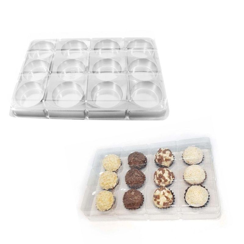 Caixa Retangular Cristal para 12 Doces Redondos Ref. 14275 BWB (01 unidade)