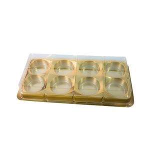 Caixa de Plástico Retangular P/ Trufas e Bombons P/ 8 Doces Dourados Ref. 14250 BWB (01 unidade)