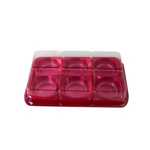 Caixa Retangular de Plástico P/ Trufas e Bombons P/ 06 Doces Vermelho Ref. 14242 BWB (01 unidade)