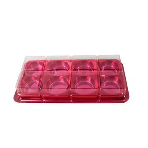 Caixa de Plástico Retangular P/ Trufas e Bombons P/ 8 Doces Vermelho Ref. 14252 BWB (01 unidade)