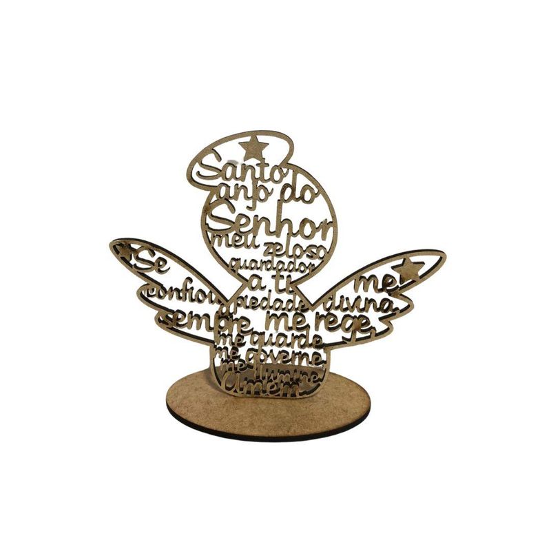 Anjo de MDF Laser 11.5x13cm Ref. LJ612 LJ Artesanatos (01 Unidade)