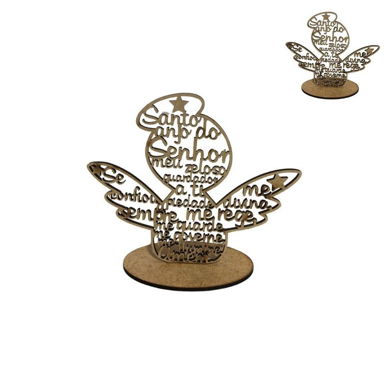 Anjo de MDF Laser 11.5x13cm Ref. LJ612 LJ Artesanatos (01 Unidade)
