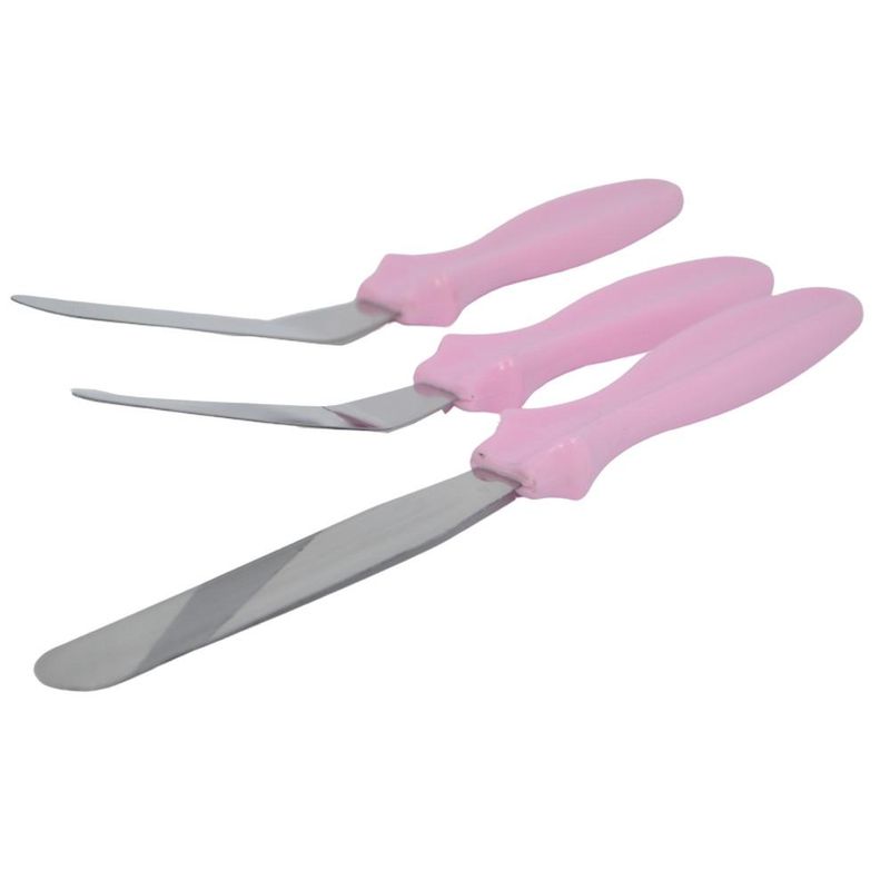 Kit Espátula Confeiteiro de Inox Rosa Solrac (03 unidades)