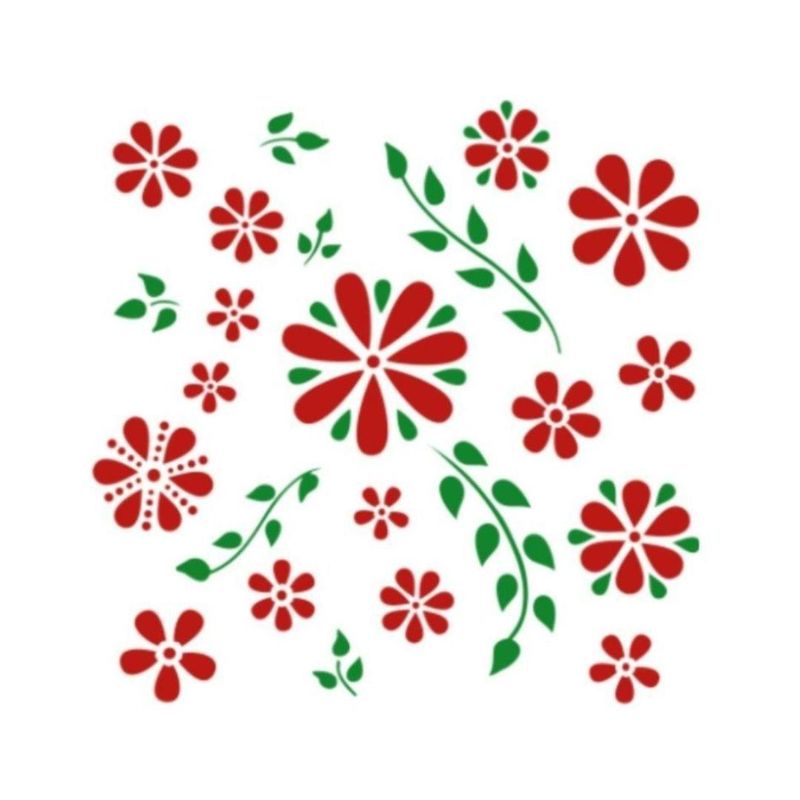 Stencil Simples de Acetato para Pintura 130x130mm RF1225 Flores Acrilex (01 Unidade)