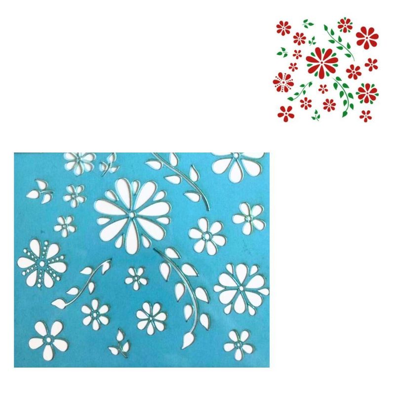 Stencil Simples de Acetato para Pintura 130x130mm RF1225 Flores Acrilex (01 Unidade)
