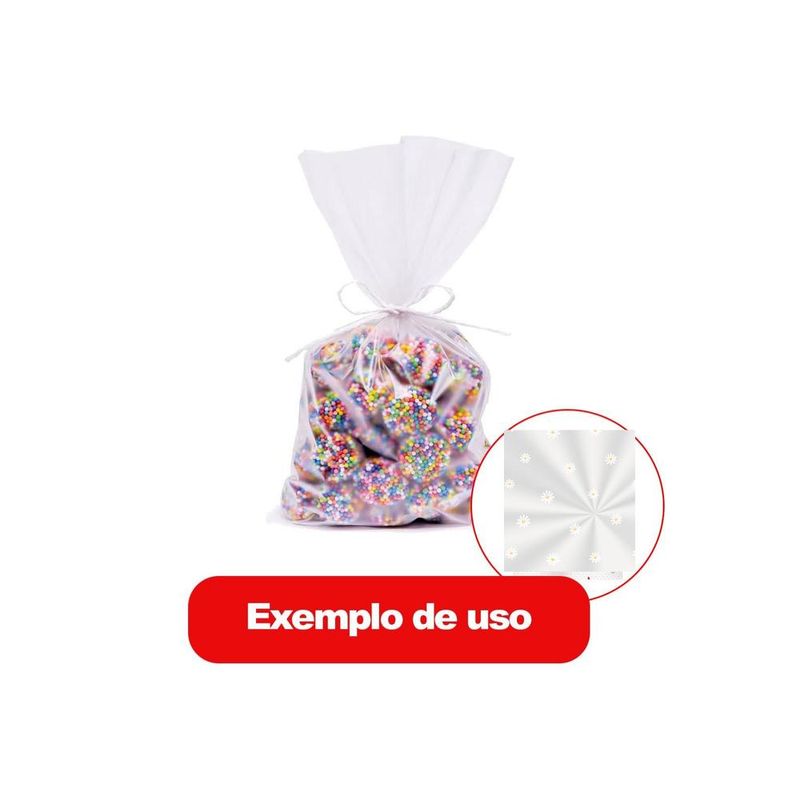 Saco de Polipropileno Transparente Margaridas 15x22cm Ref. 11300648 Cromus (50 unidades)