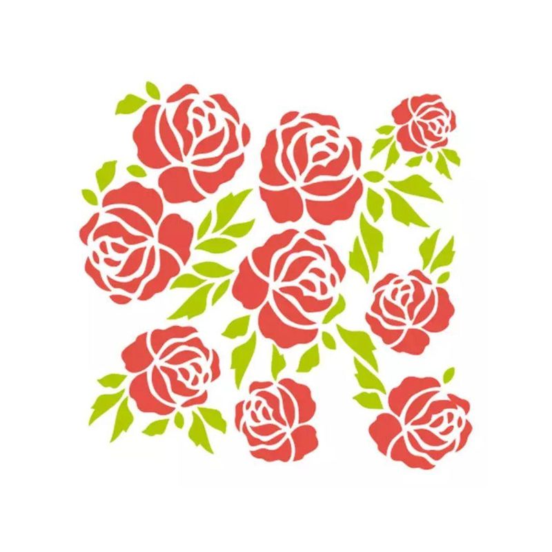 Stencil Simples de Acetato para Pintura 130x130mm RF1181 Rosas 1 Acrilex (01 Unidade)