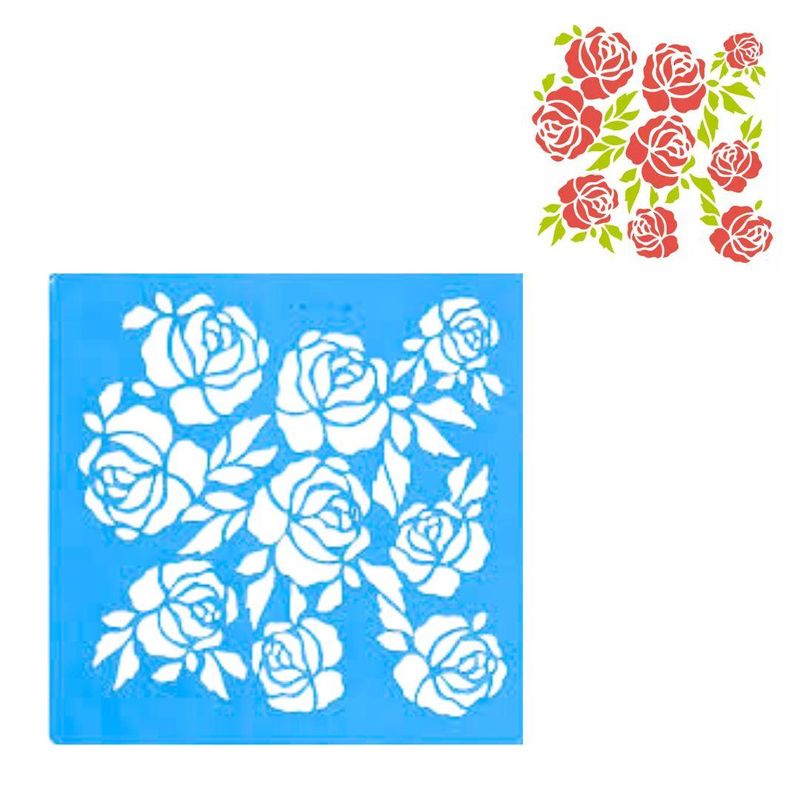Stencil Simples de Acetato para Pintura 130x130mm RF1181 Rosas 1 Acrilex (01 Unidade)