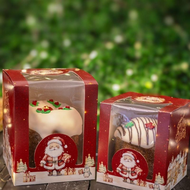 Caixa de Papel P/ Mini Panetone C/ Visor Natal Encantado Ref. 5192 Ideia (01 unidade)