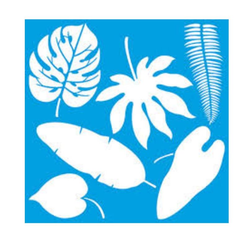 Stencil Simples de Acetato para Pintura 20x20cm Ref. STXX-066 Folhas Tropicais Litoarte (01 Unidade)