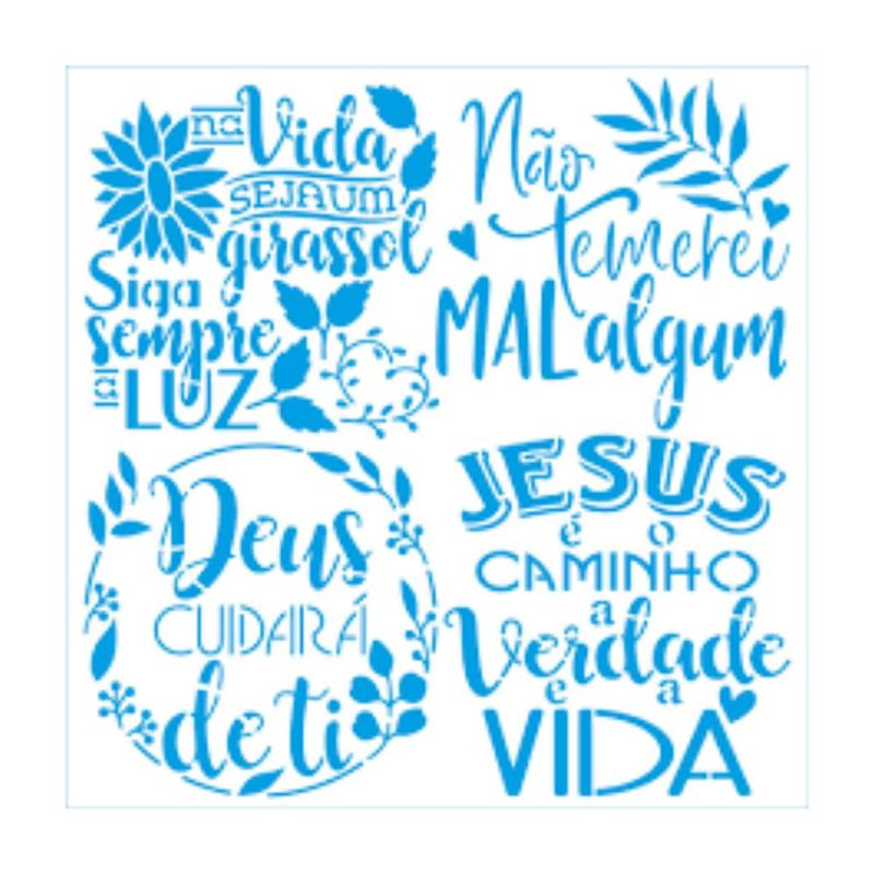 Stencil Simples de Acetato para Pintura 20x20cm Ref. STXX-273 Col. Meu Devocional Litoarte (01 Unidade)