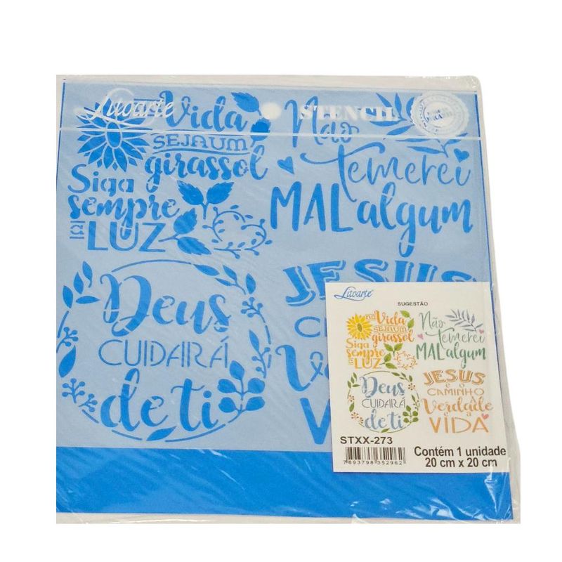 Stencil Simples de Acetato para Pintura 20x20cm Ref. STXX-273 Col. Meu Devocional Litoarte (01 Unidade)