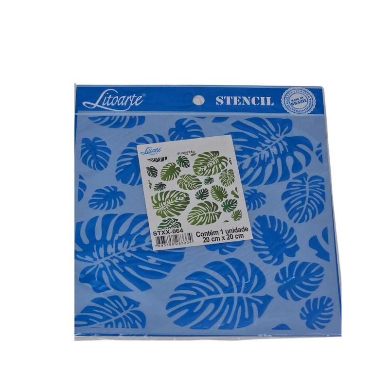 Stencil Simples de Acetato para Pintura 20x20cm Ref. STXX-064 Costela de Adão Litoarte (01 Unidade)