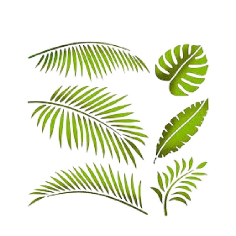 Stencil Simples de Acetato para Pintura 20x20cm Ref. STXX-133 Folhas Tropicais Litoarte (01 Unidade)