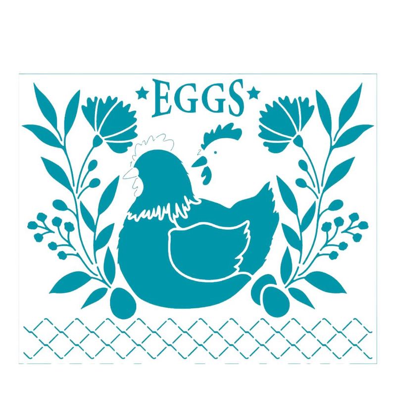 Stencil-Simples-de-Acetato-para-Pintura-17x21cm-Ref.-STM-760-Galinha-Eggs-Litoarte--01-Unidade-