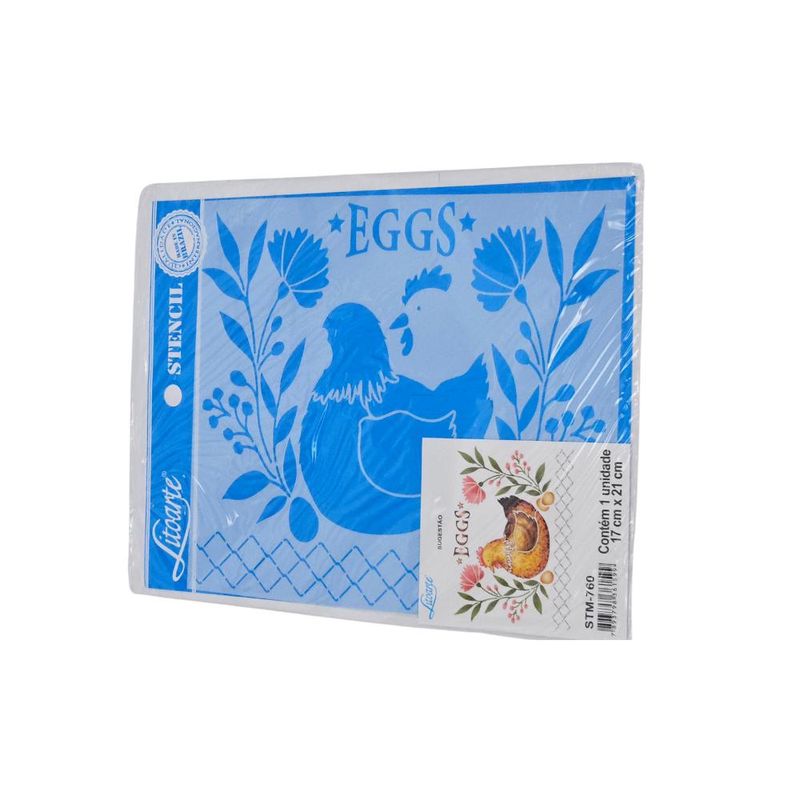 Stencil-Simples-de-Acetato-para-Pintura-17x21cm-Ref.-STM-760-Galinha-Eggs-Litoarte--01-Unidade-