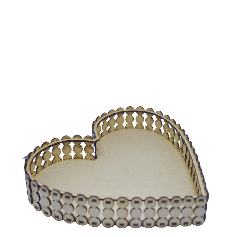 Bandeja de MDF Coração Pérola 20x19x4.5cm Ref. LJ296 LJ Artesanatos (01 Unidade)