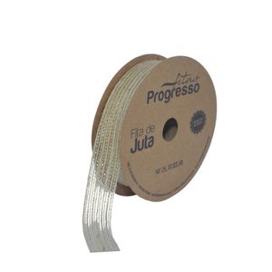 Fita de Juta Natural C/ Fio Lurex Ref. JL005-203 10mx20mm Fitas Progresso (01 Unidade)