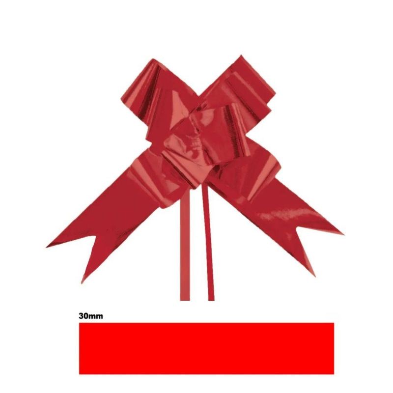 Laço Pronto Liso Metalizado Vermelho Ref.: 1594161 3x49cm Cromus (10 unidades)