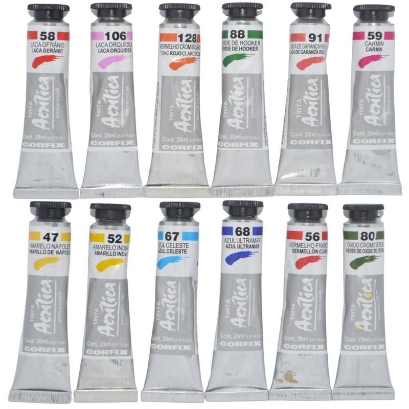 Tinta-Acrilica-Acrylic-Color-Bisnaga-20ml-Corfix--01-unidade--46-Amarelo-Brilhante-Claro-G1