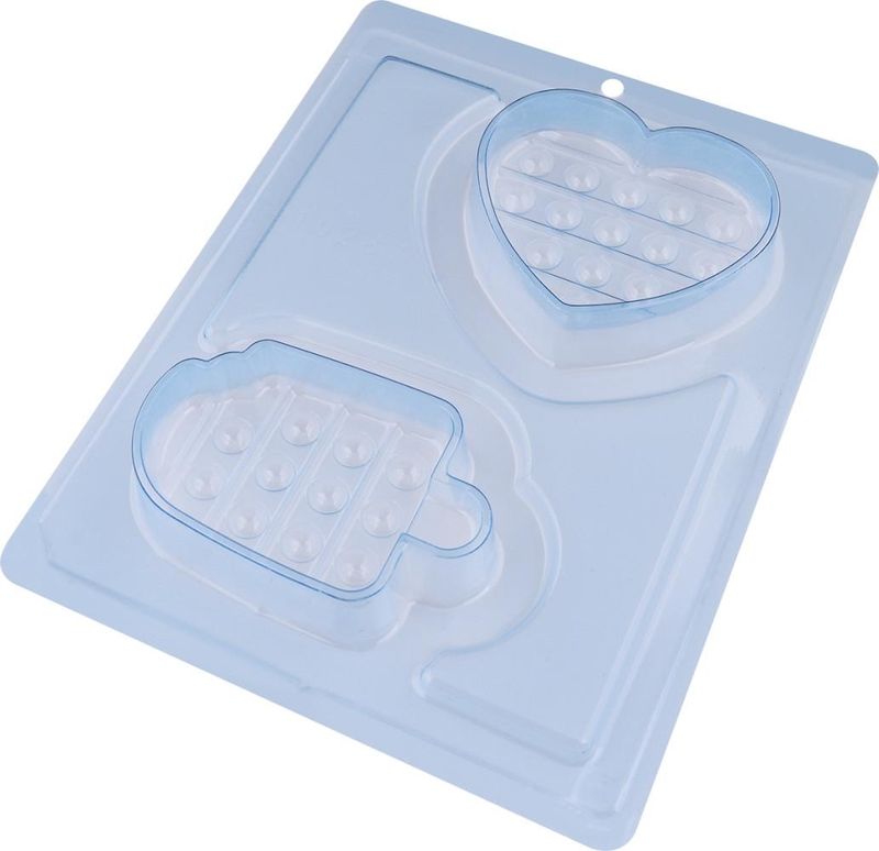 Forma de Acetato com Silicone Pop-It Sorvete e Coração Ref.: 10287 BWB (01 unidade)